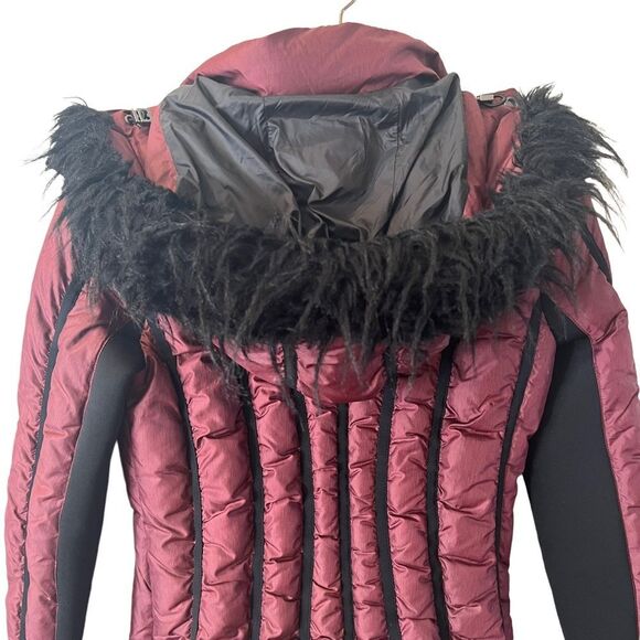Zac Posen Down puffer jacket faux fur detachable hood - Picture 10 of 13